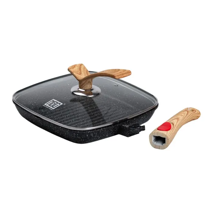 Сковорода-гриль квадратна MGC з кришкою 24 см з антипригарним покриттям та ручкою чорна (HP-4-461B) - зображення 6