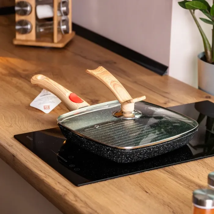 Сковорода-гриль квадратна MGC з кришкою 24 см з антипригарним покриттям та ручкою чорна (HP-4-461B) - зображення 7