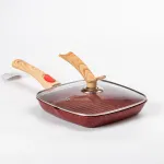 Сковорода-гриль квадратна MGC з кришкою 24 см з антипригарним покриттям та ручкою червона (HP-4-461R)