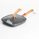 Сковорода-гриль квадратна MGC з кришкою 24 см з антипригарним покриттям та ручкою сіра (HP-4-461G)