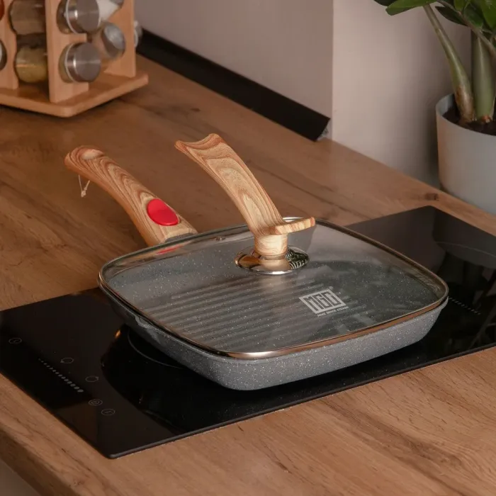 Сковорода-гриль квадратна MGC з кришкою 24 см з антипригарним покриттям та ручкою сіра (HP-4-461G) - зображення 8