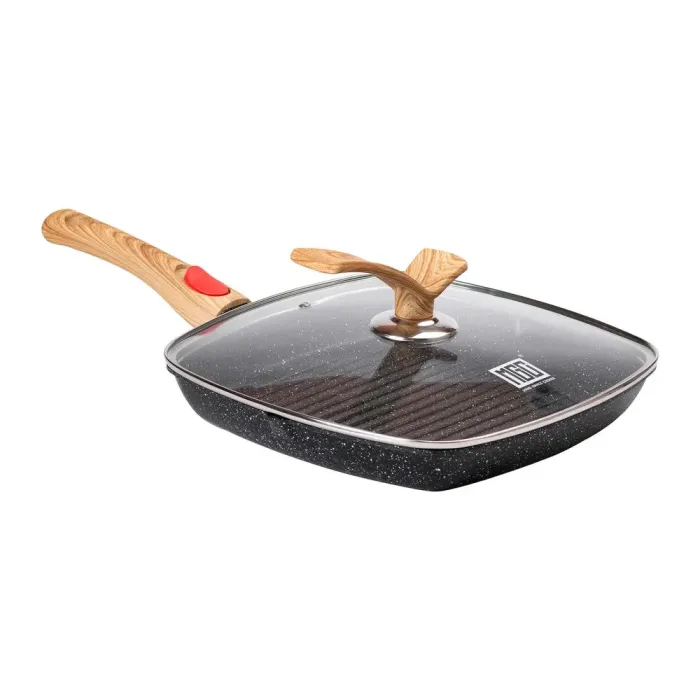 Сковорода-гриль квадратна MGC з кришкою 28 см з антипригарним покриттям та ручкою чорна (HP-4-462B) - зображення 1