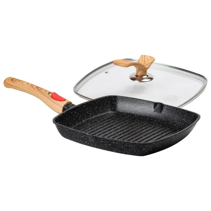 Сковорода-гриль квадратна MGC з кришкою 28 см з антипригарним покриттям та ручкою чорна (HP-4-462B) - зображення 6