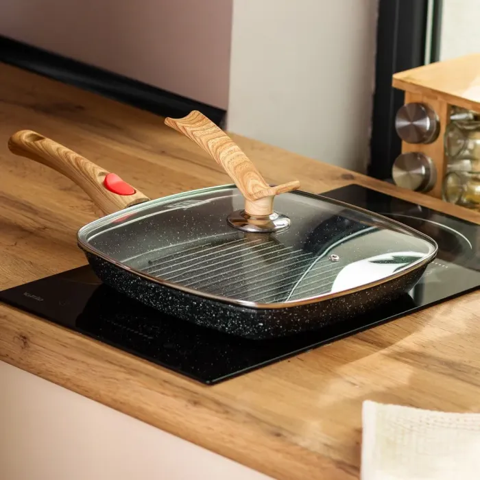 Сковорода-гриль квадратна MGC з кришкою 28 см з антипригарним покриттям та ручкою чорна (HP-4-462B) - зображення 7