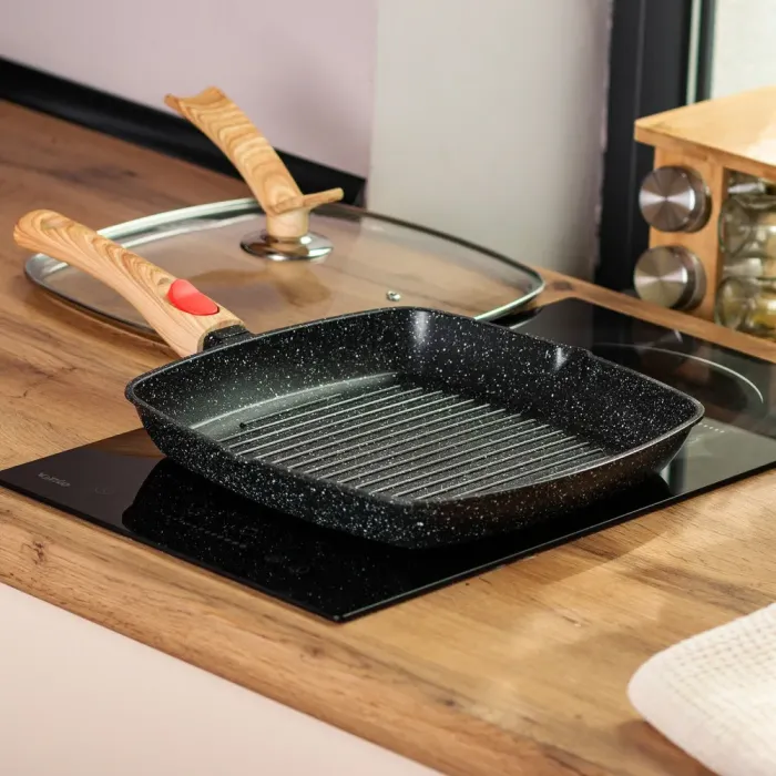 Сковорода-гриль квадратна MGC з кришкою 28 см з антипригарним покриттям та ручкою чорна (HP-4-462B) - зображення 8