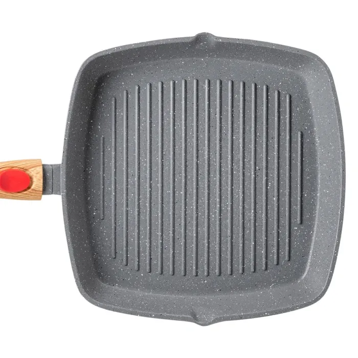 Сковорода-гриль квадратна MGC з кришкою 28 см з антипригарним покриттям та ручкою сіра (HP-4-462G) - зображення 2
