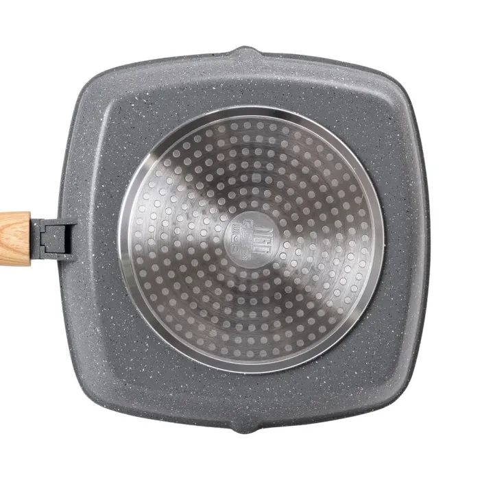 Сковорода-гриль квадратна MGC з кришкою 28 см з антипригарним покриттям та ручкою сіра (HP-4-462G) - зображення 3