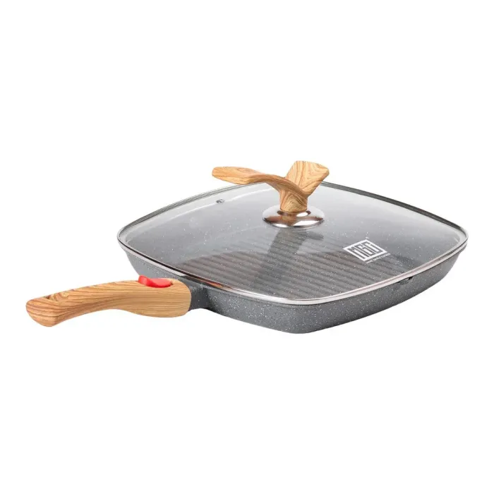 Сковорода-гриль квадратна MGC з кришкою 28 см з антипригарним покриттям та ручкою сіра (HP-4-462G) - зображення 6