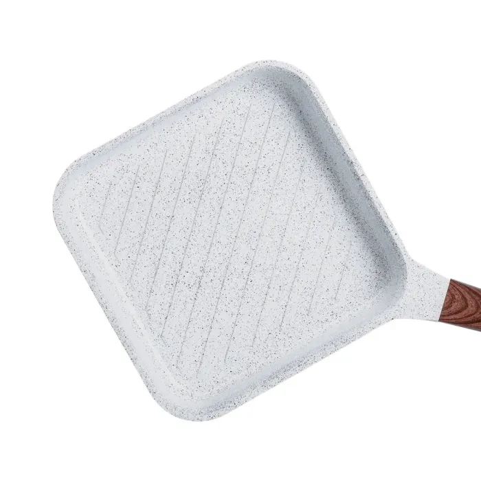 Сковорода-гриль квадратная MGC с крышкой 24 см и антипригарным покрытием 2.5 л белая (HP-4-438W) - изображение 2