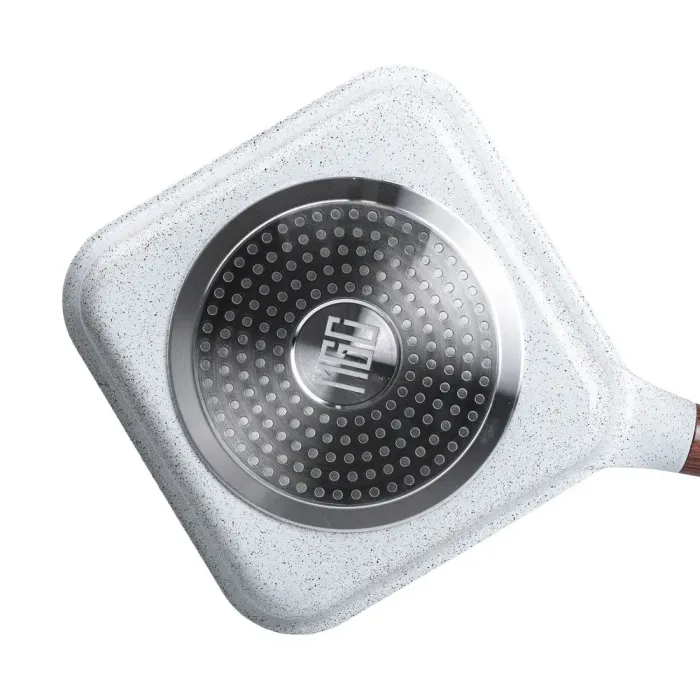 Сковорода-гриль квадратная MGC с крышкой 24 см и антипригарным покрытием 2.5 л белая (HP-4-438W) - изображение 3