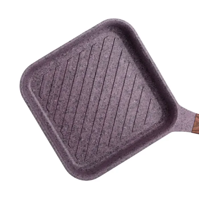 Сковорода-гриль квадратная MGC с крышкой 24 см и антипригарным покрытием 2.5 л фиолетовая (HP-4-443M) - изображение 2