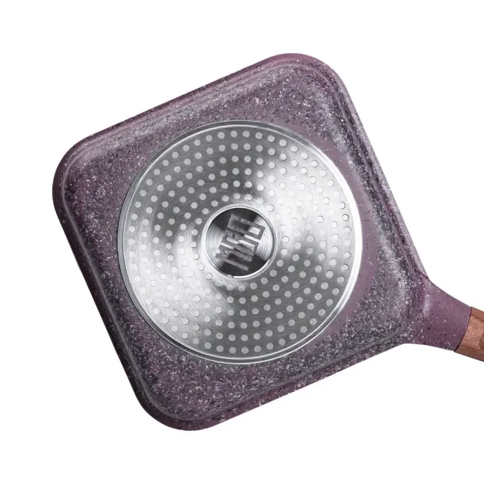 Сковорода-гриль квадратная MGC с крышкой 24 см и антипригарным покрытием 2.5 л фиолетовая (HP-4-443M) - изображение 3