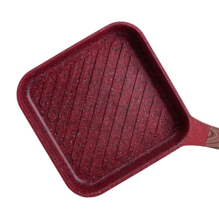 Сковорода-гриль квадратная MGC с крышкой 24 см и антипригарным покрытием 2.5 л красная (HP-4-443R) - изображение 2