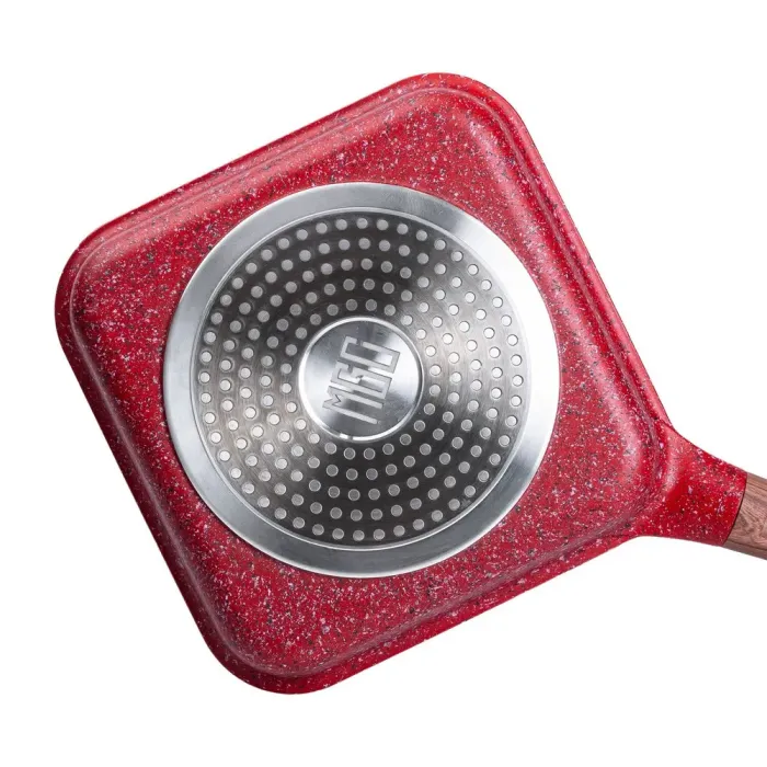 Сковорода-гриль квадратная MGC с крышкой 24 см и антипригарным покрытием 2.5 л красная (HP-4-443R) - изображение 3