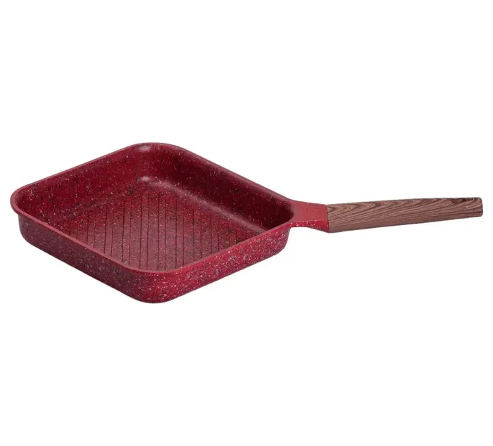 Сковорода-гриль квадратная MGC с крышкой 24 см и антипригарным покрытием 2.5 л красная (HP-4-443R) - изображение 4