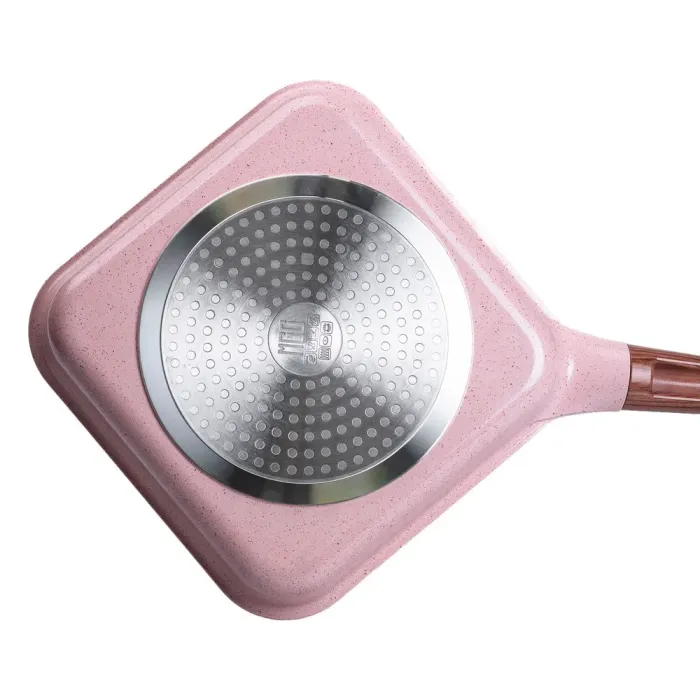 Сковорода-гриль квадратная MGC с крышкой 24 см и антипригарным покрытием 2.5 л розовая (HP-4-438P) - изображение 3
