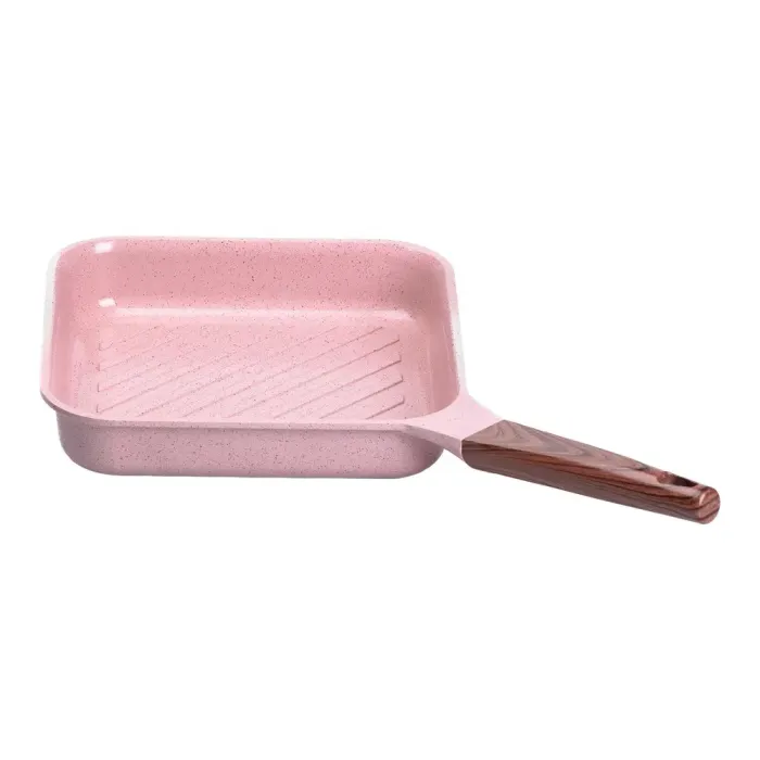 Сковорода-гриль квадратная MGC с крышкой 24 см и антипригарным покрытием 2.5 л розовая (HP-4-438P) - изображение 4
