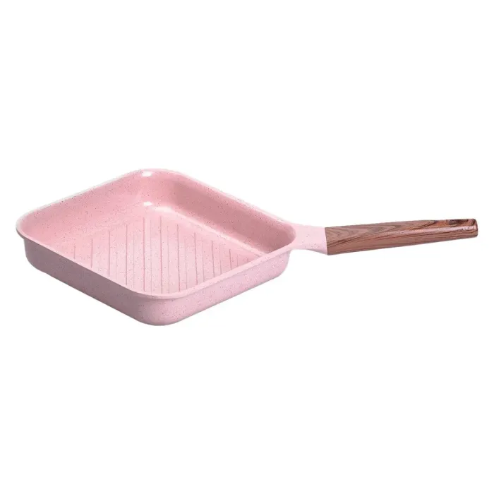 Сковорода-гриль квадратная MGC с крышкой 24 см и антипригарным покрытием 2.5 л розовая (HP-4-438P) - изображение 5