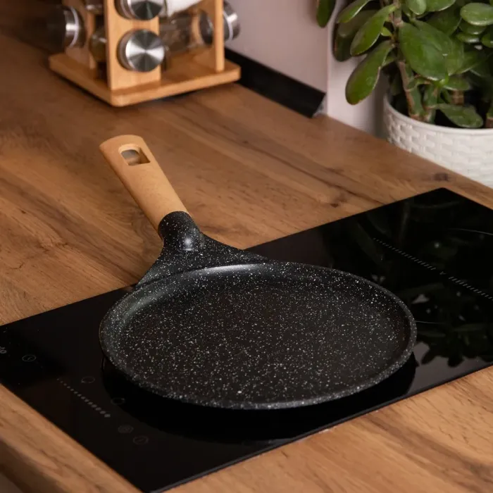 Сковорода для млинців MGC 24 см з мармуровим антипригарним покриттям чорна (HP-4-428B) - зображення 5