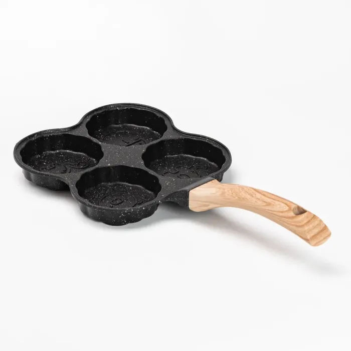 Сковорода для оладок, яєць, панкейків порційна на 4 секції антипригарна пательня чорна (HP39576B) - зображення 5