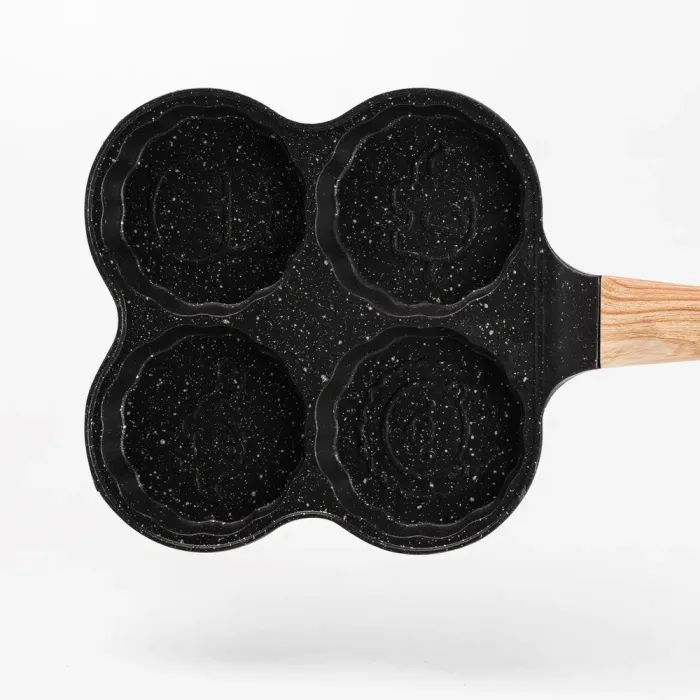 Сковорода для оладок, яєць, панкейків порційна на 4 секції антипригарна пательня чорна (HP39576B) - зображення 6