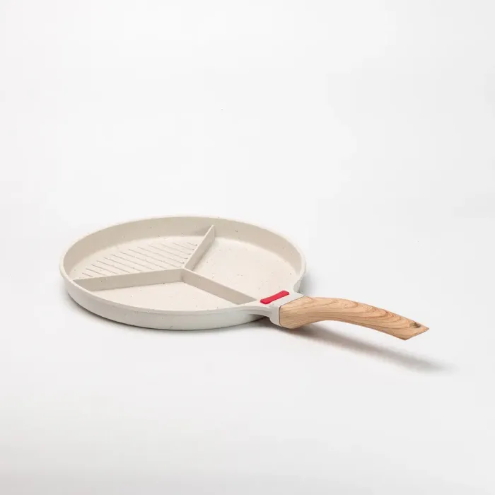 Сковорода гриль Ø 25 см на три секції пательня з антипригарним покриттям кругла бежева (HP39575W) - зображення 2