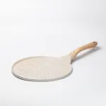 Сковорода гриль кругла Ø 26.5 см низька пательня для індукційної плити з гранітним покриттям рифлена бежева (HP39581W)