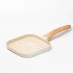 Сковорода гриль квадратна 18×18 см рифлена з гранітним покриттям для індукційної плити бежева (HP39568W)