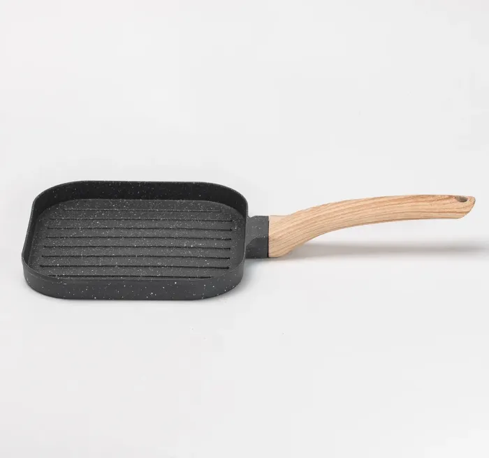 Сковорода гриль квадратна 18×18 см рифлена з гранітним покриттям для індукційної плити сіра (HP39568C) - зображення 3