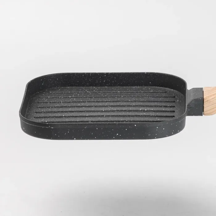 Сковорода гриль квадратна 18×18 см рифлена з гранітним покриттям для індукційної плити сіра (HP39568C) - зображення 5