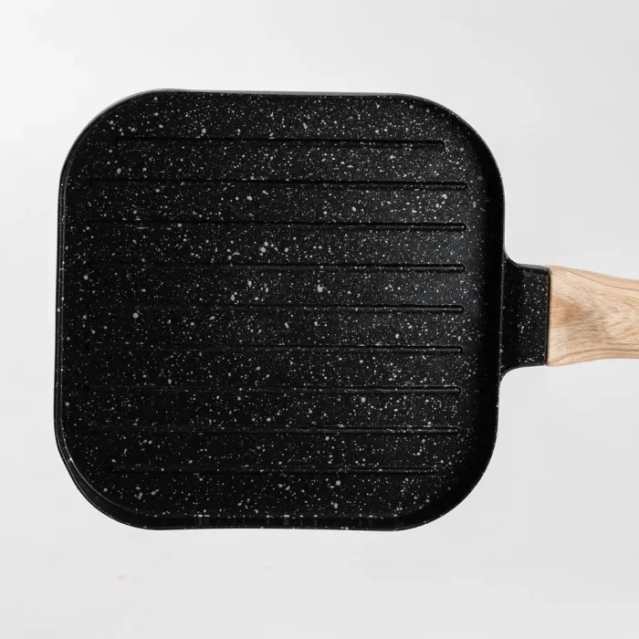 Сковорода гриль квадратная 1818 см рифленая с гранитным покрытием для индукционной плиты черная (HP39568B) - изображение 5