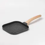 Сковорода гриль квадратна 18×18 см рифлена з гранітним покриттям для індукційної плити сіра (HP39568C)