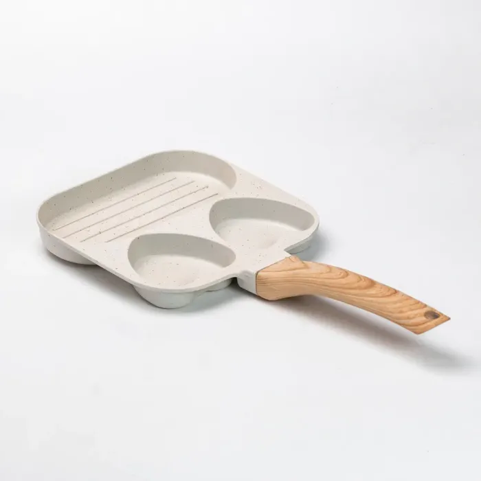 Сковорода квадратная порционная на 3 секции сковорода с антипригарным покрытием для всех бежевых плит (HP39569W) - изображение 3