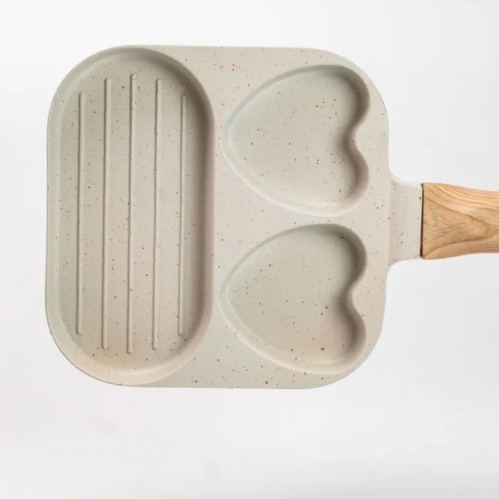 Сковорода квадратная порционная на 3 секции сковорода с антипригарным покрытием для всех бежевых плит (HP39569W) - изображение 5