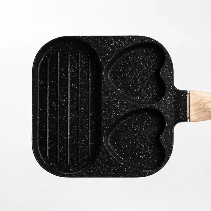 Сковорода квадратна порційна на 3 секції пательня з антипригарним покриттям для всіх плит чорна (HP39569B) - зображення 6