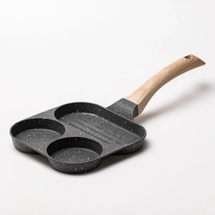 Сковорода квадратна порційна на 3 секції пательня з антипригарним покриттям для всіх плит сіра (HP39571C) - зображення 1