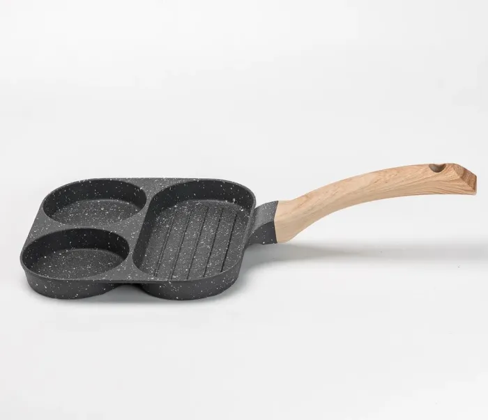 Сковорода квадратна порційна на 3 секції пательня з антипригарним покриттям для всіх плит сіра (HP39571C) - зображення 2