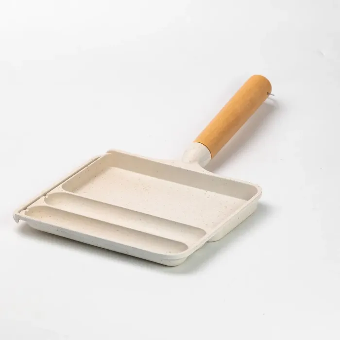 Сковорода прямокутна на 3 секції пательня з антипригарним покриттям для всіх плит бежева (HP39572W) - зображення 1