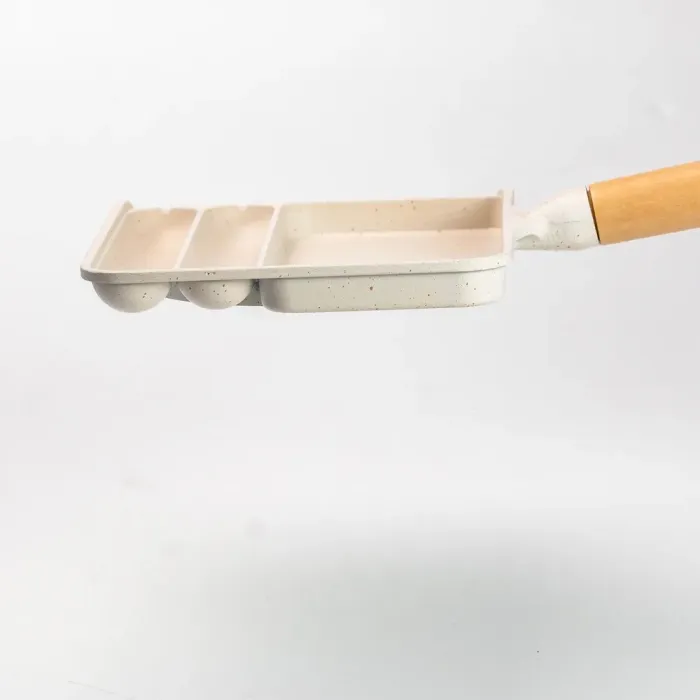 Сковорода прямокутна на 3 секції пательня з антипригарним покриттям для всіх плит бежева (HP39572W) - зображення 5