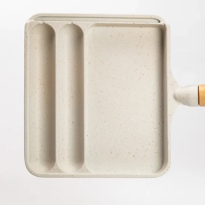 Сковорода прямокутна на 3 секції пательня з антипригарним покриттям для всіх плит бежева (HP39572W) - зображення 6