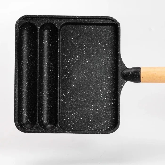 Сковорода прямоугольная на 3 секции сковорода с антипригарным покрытием для всех плит черная (HP39572B) - изображение 6