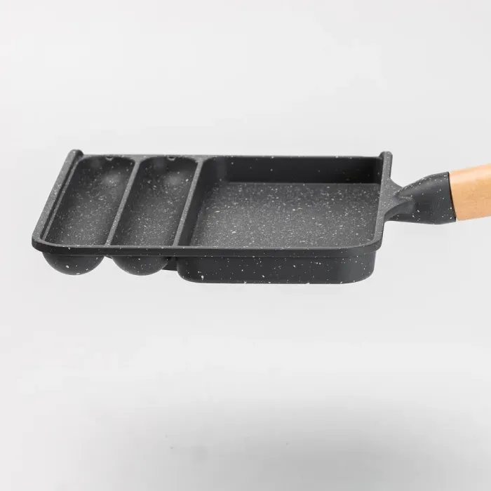 Сковорода прямоугольная на 3 секции сковорода с антипригарным покрытием для всех плит серая (HP39572C) - изображение 3