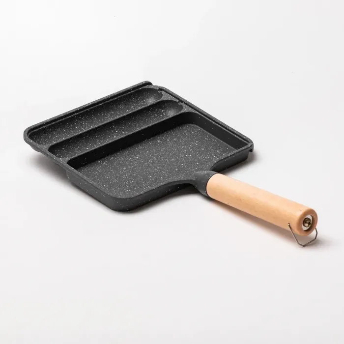 Сковорода прямоугольная на 3 секции сковорода с антипригарным покрытием для всех плит серая (HP39572C) - изображение 4