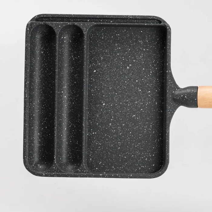 Сковорода прямоугольная на 3 секции сковорода с антипригарным покрытием для всех плит серая (HP39572C) - изображение 5