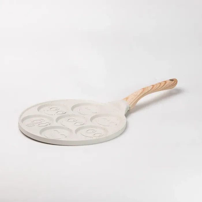 Сковорода зі смайликами на 7 секцій пательня для млинців, оладок, яєць, сирників бежева (HP39583W) - зображення 1