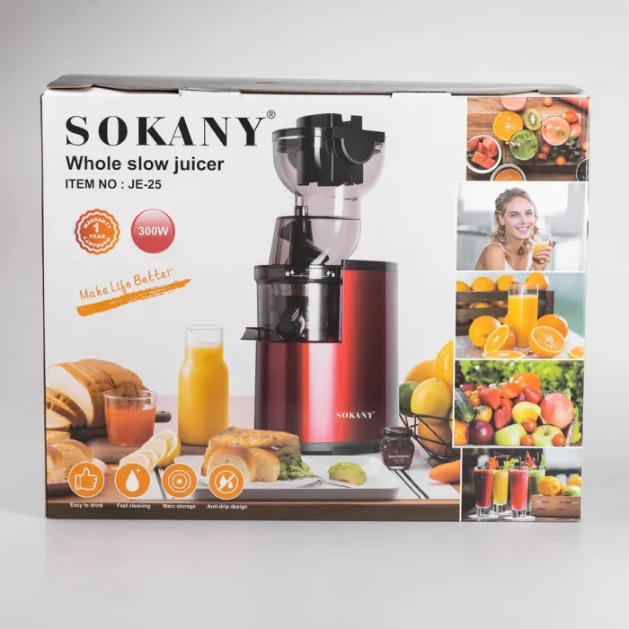 Соковыжималка шнековая для томатов 300 Вт 2 скорости Красный Sokany (JE-25) - изображение 10