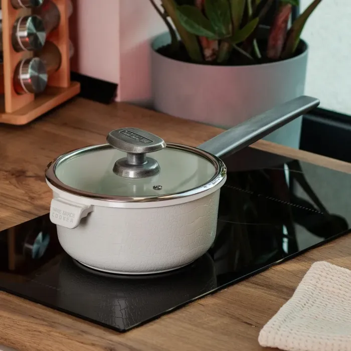 Каструля MGC з кришкою 18 см та керамічним антипригарним покриттям 1.6 л біла (HP-4-451W) - зображення 5