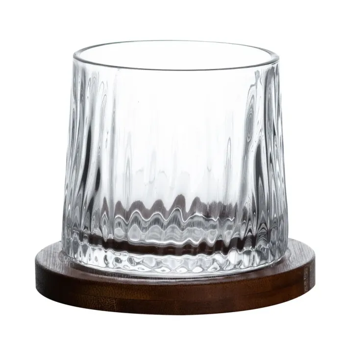 Стакан доф для виски 300 (мл) волчок вращающийся рокс бокал с деревянной подставкой (HP1601) - изображение 2