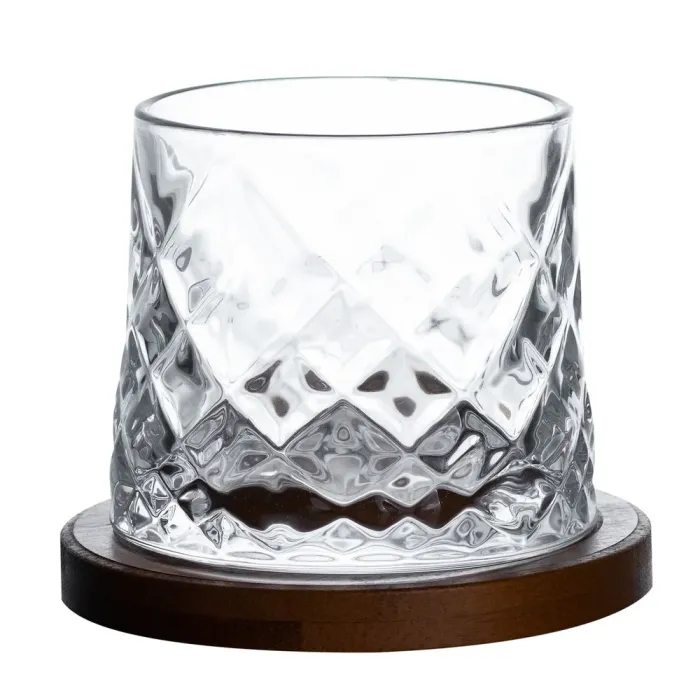 Стакан-доф для віскі з дерев'яною підставкою 300 мл обертовий келих дзига (HP1603) - зображення 2