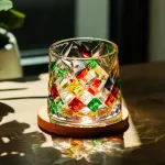 Склянка рокс, що обертається 300 (мл) бокал для віскі з дерев'яною підставкою дзига (HP1604)